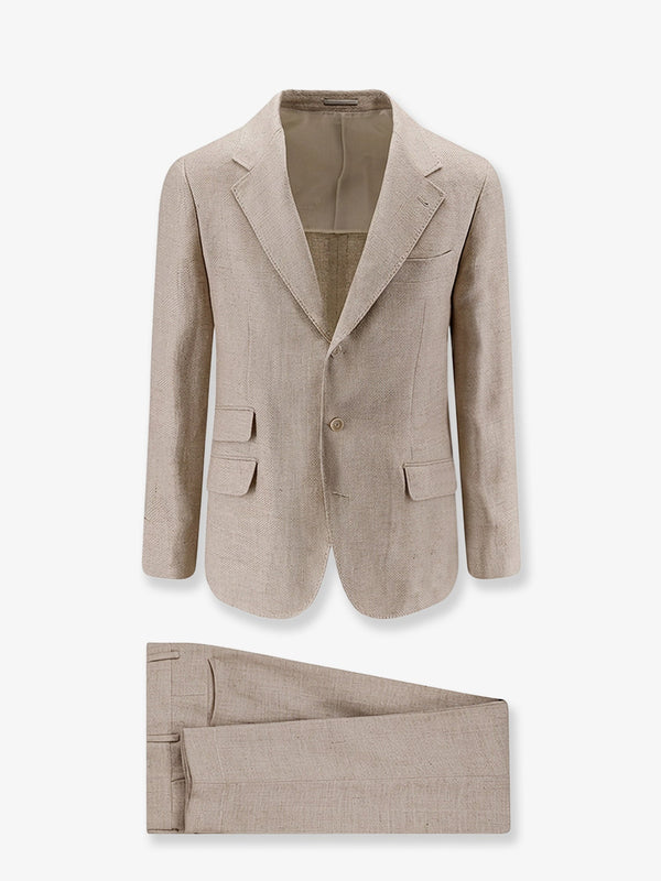 Suit Silk-Linen-Wool Beige Suits