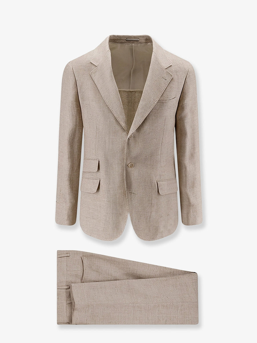 Suit Silk-Linen-Wool Beige Suits