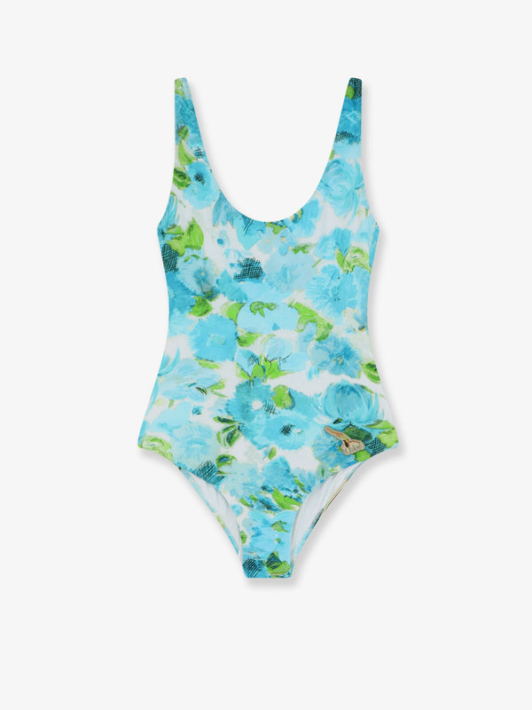 One-Piece Swimsuit Blue Polyamide Swimwear