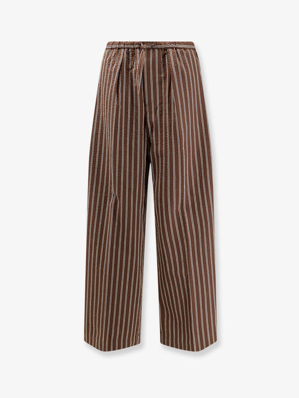 Trousers Wynston Striped Cotton Brown