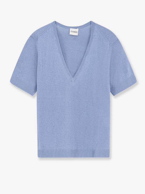 Sweater V-Neck Linen-Cotton Blue