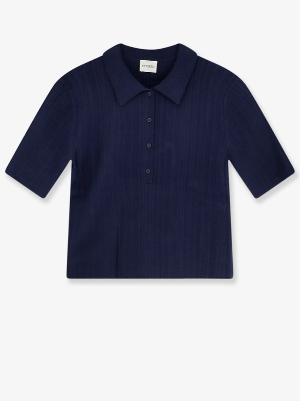 Polo Shirt Blue Cotton-Cashmere-Wool Knitwear