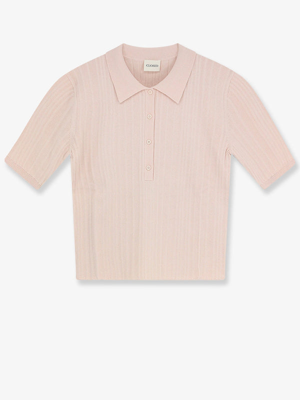 Polo Shirt Pink Cotton-Cashmere-Wool Knitwear