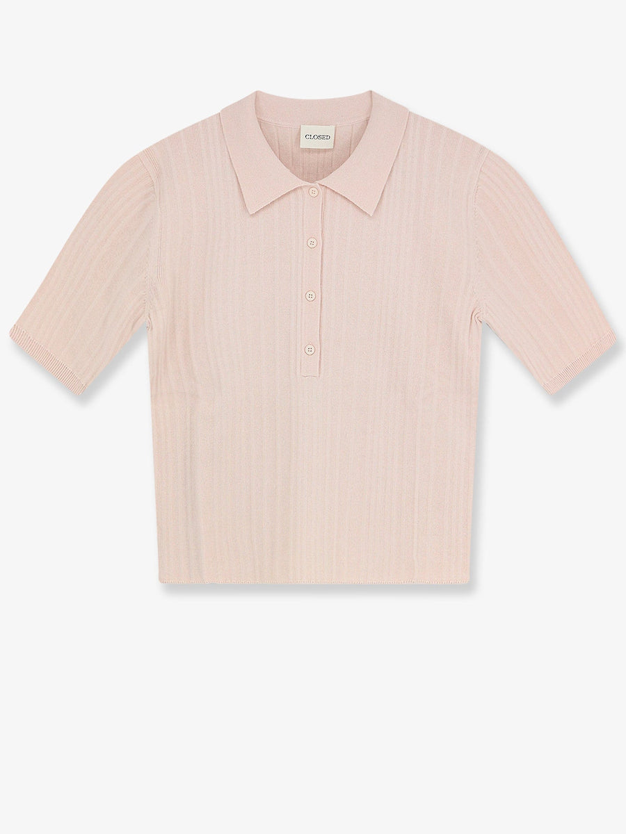 Polo Shirt Pink Cotton-Cashmere-Wool Knitwear