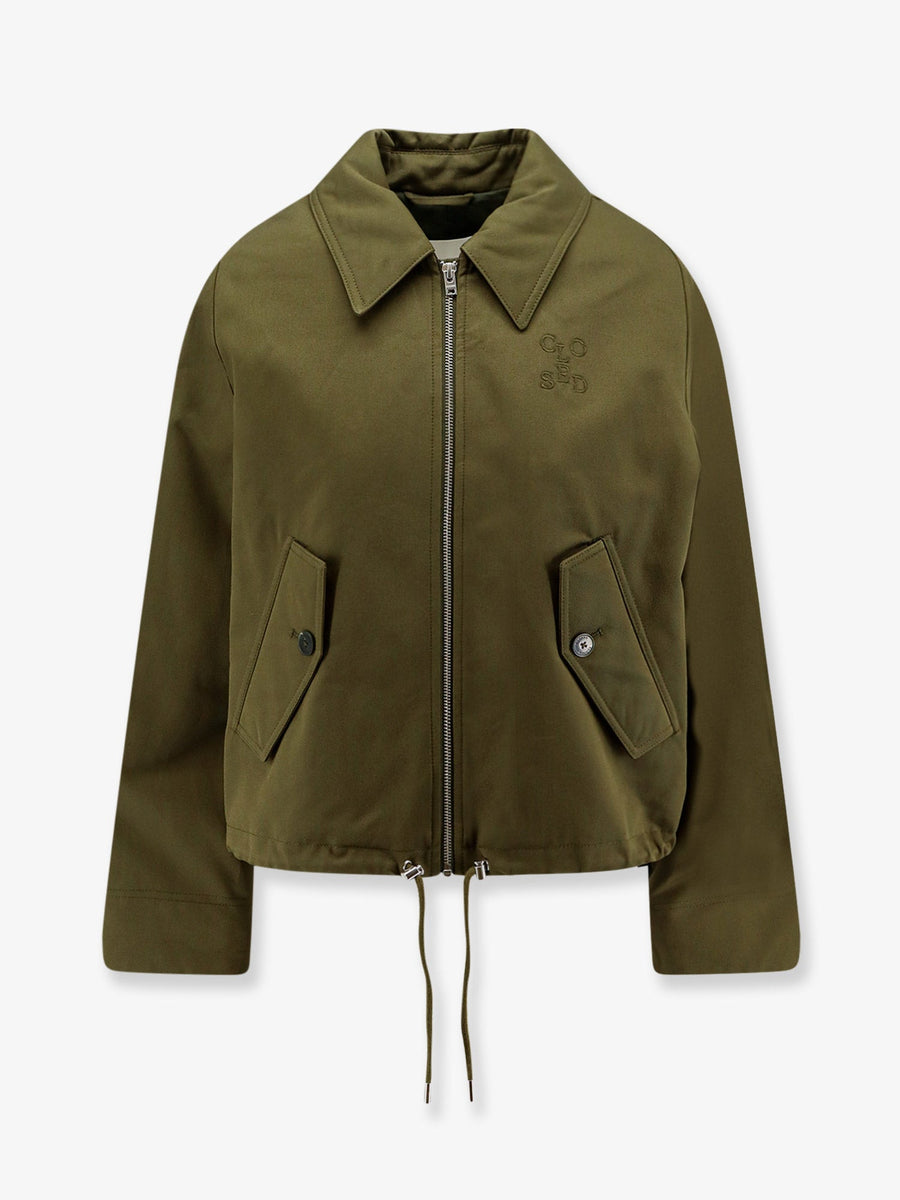Jacket With Logo Embroidery Green Cotton