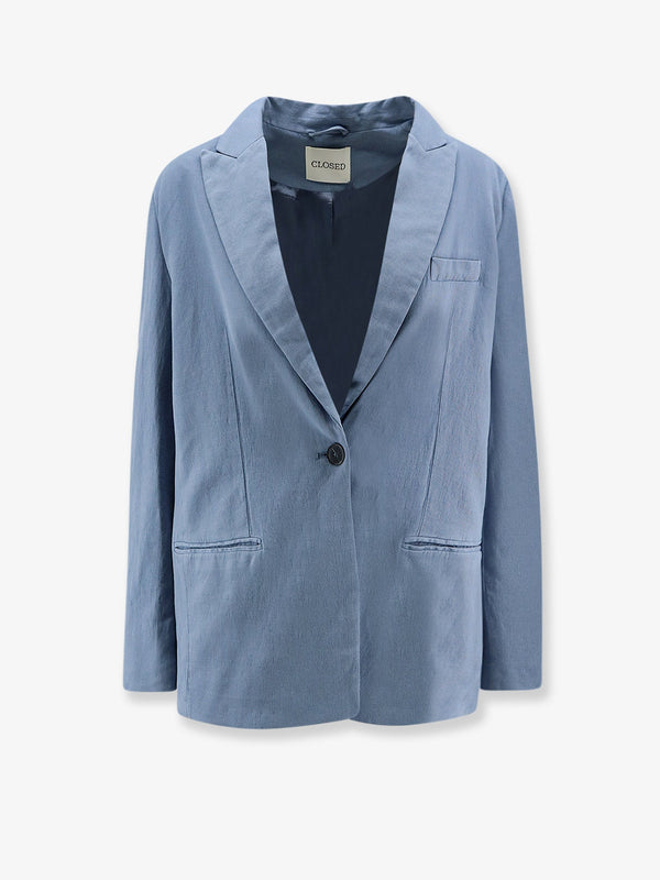 Blazer, Virgin Wool Blend — Blue Polyester Blazers
