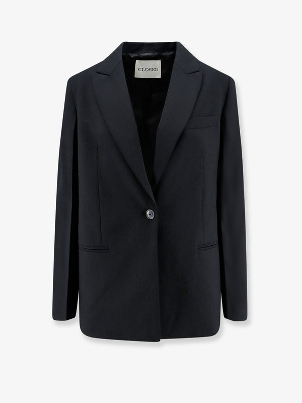 Blazer Virgin Wool Blend Black Polyester Blazers