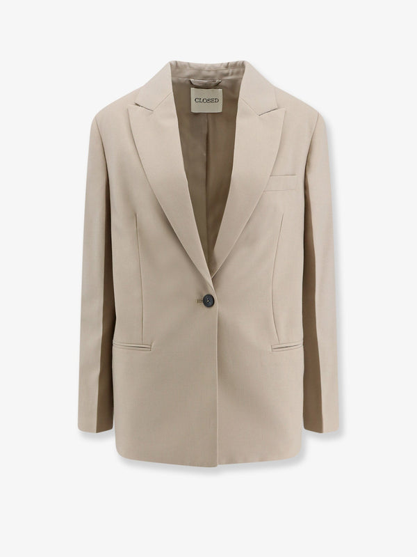 Blazer Virgin Wool Blend Beige Shell: Polyester Blazers