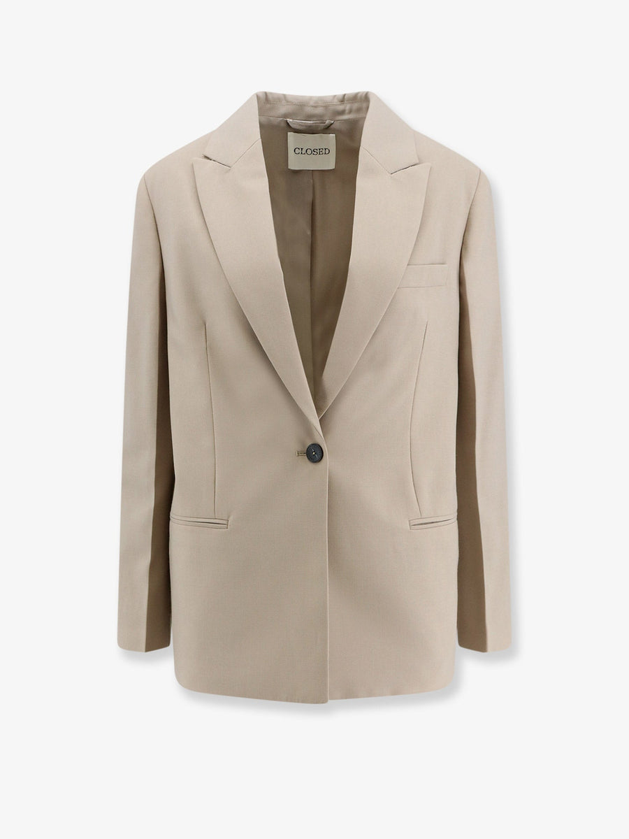 Blazer Virgin Wool Blend Beige Shell: Polyester Blazers