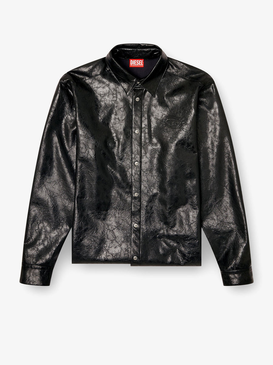 Shirt S-Simply-Qmbu Faux-Leather Black Viscose