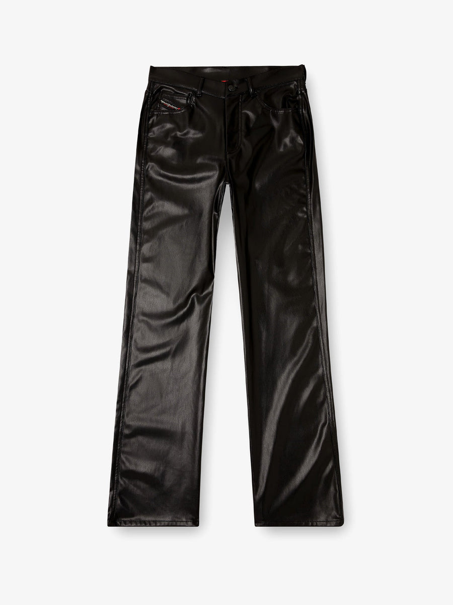 Trousers P-Lain Faux-Leather Black Polyester