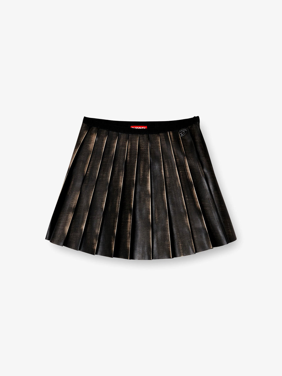 Skirt O-Saka-Mini Faux Leather Black Polyester