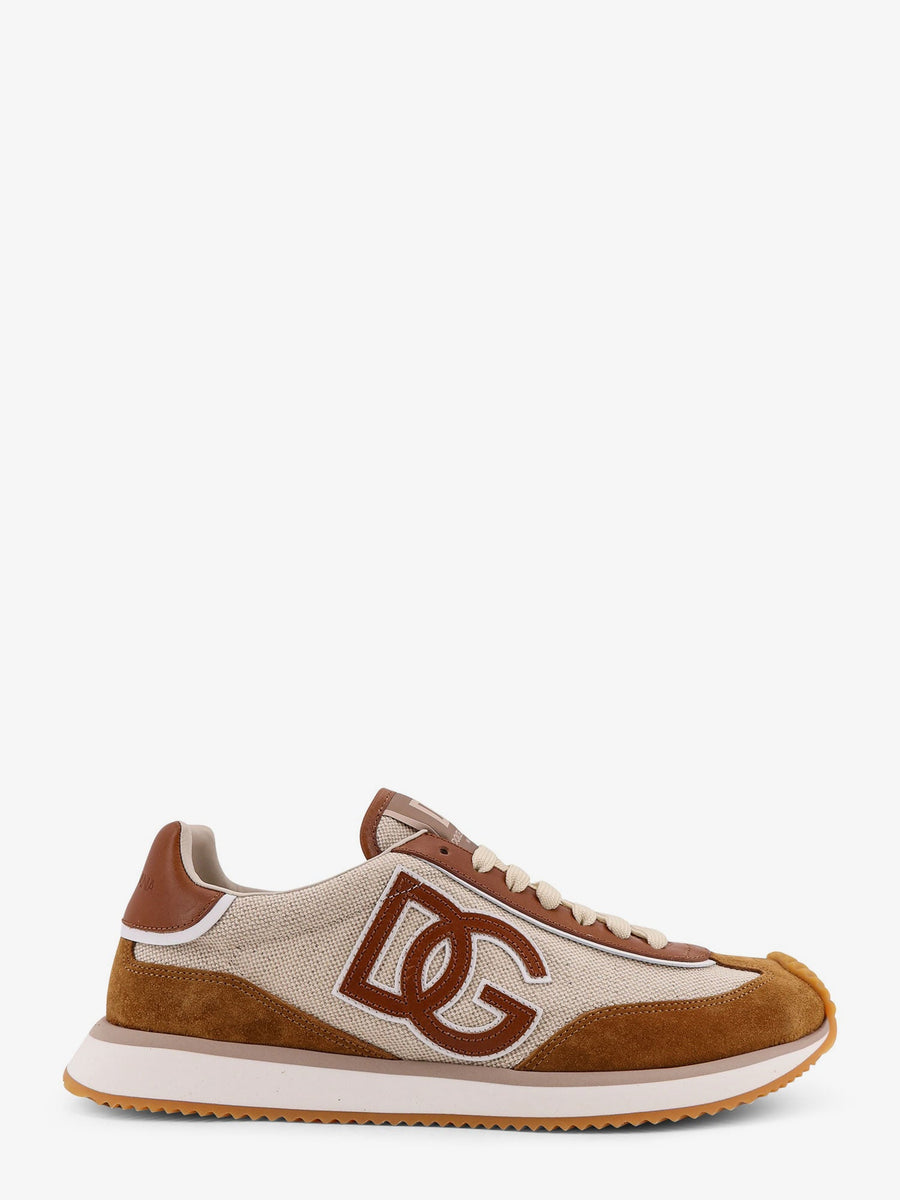 Cushion Canvas Sneakers With Side Logo Brown Canvas/leather Trainers