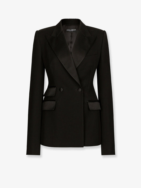 Tuxedo Blazer Wool-Silk Black Virgin Wool Blazers