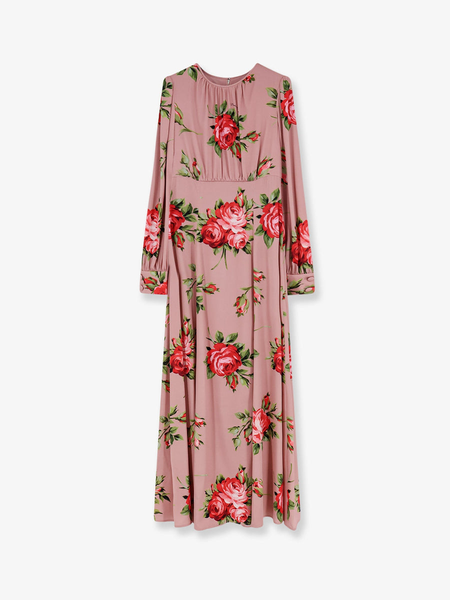 Dress Silk Bouquet Rose Print Multicolour