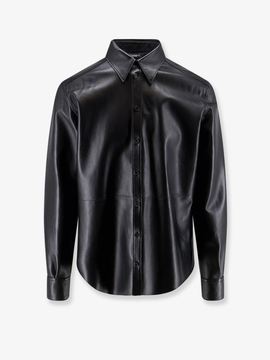 Leather Shirt Jacket Black