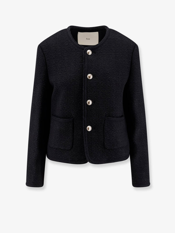 Unisex Bouclé Tweed Blazer Black Cotton Blazers