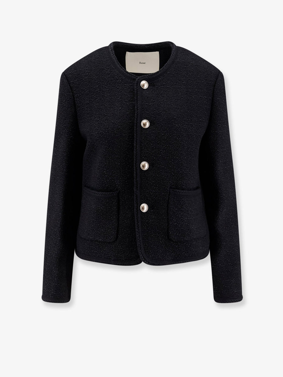 Unisex Bouclé Tweed Blazer Black Cotton Blazers