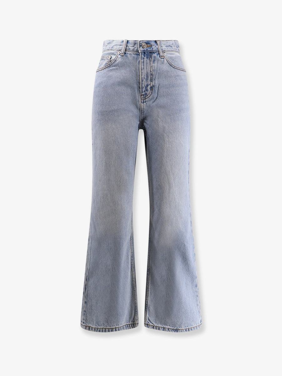 Relaxed Flared Jeans Blue Cotton
