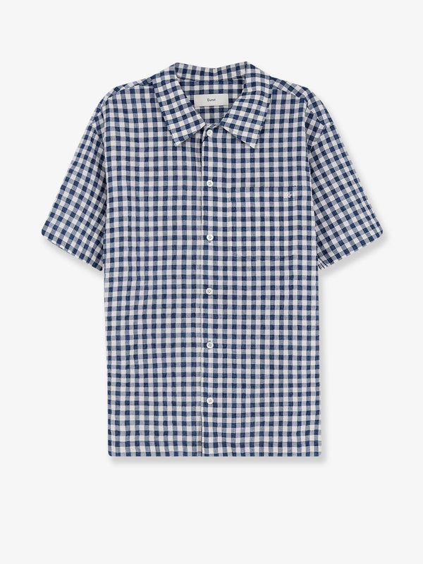 Shirt Cotton-Blend Blue Check Polyester