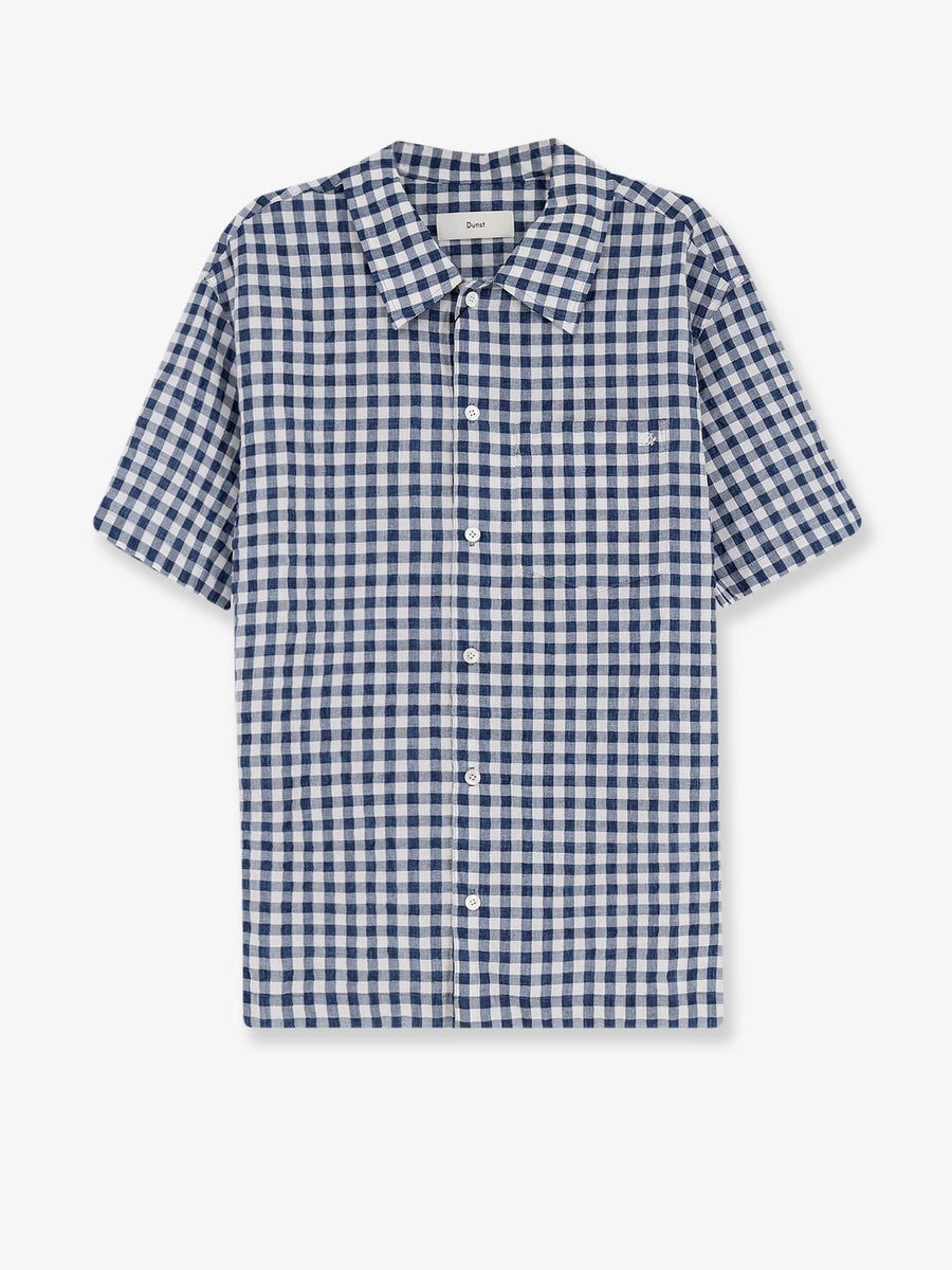 Shirt Cotton-Blend Blue Check Polyester