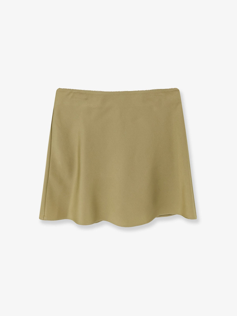 Satin Skirt With Internal Shorts Green Polyester