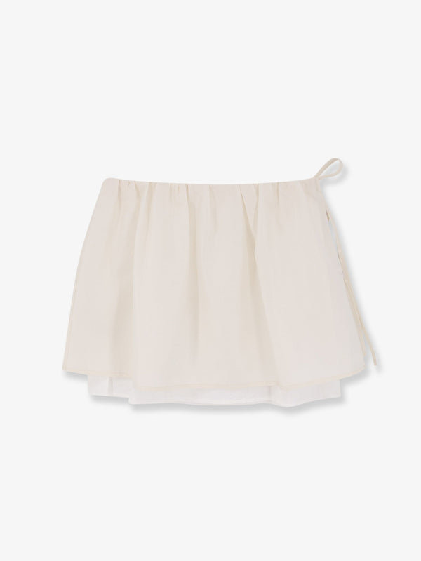 Layered Volume Mini Skirt White Polyester