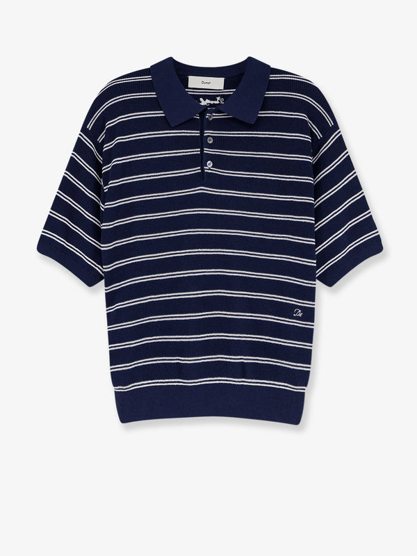 Polo Shirt Blue Cotton-Blend Tops
