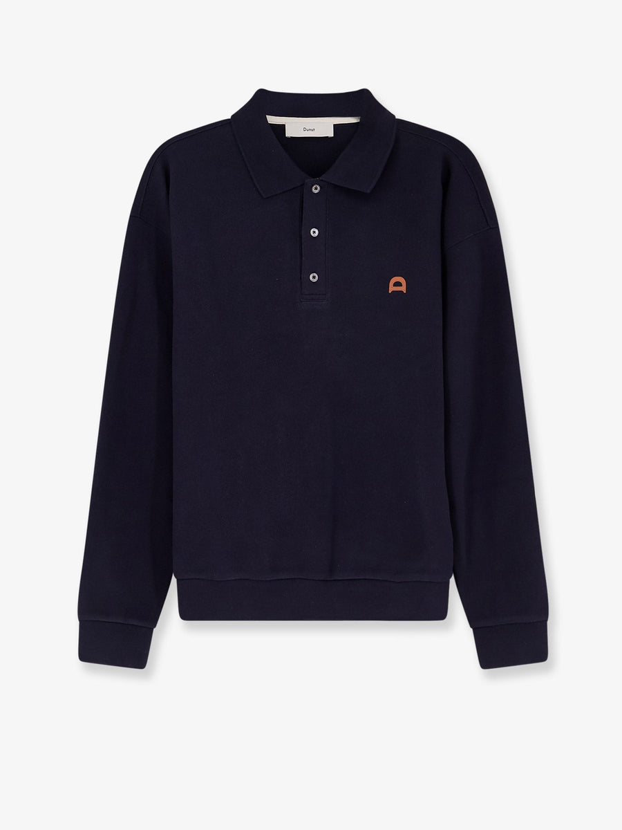 Cotton Polo Shirt With Logo Patch Blue