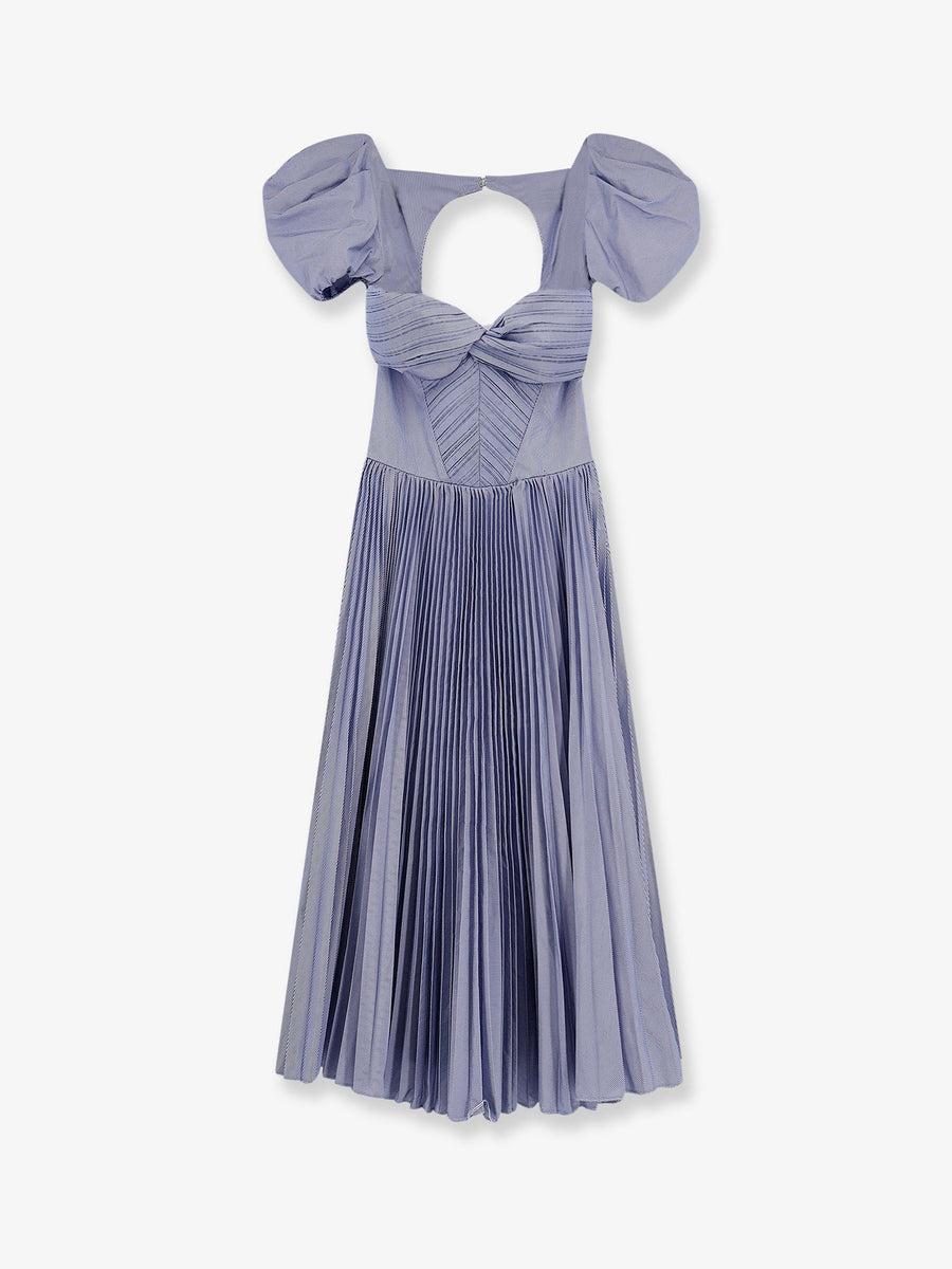 Dress Pleated Blue Polyester