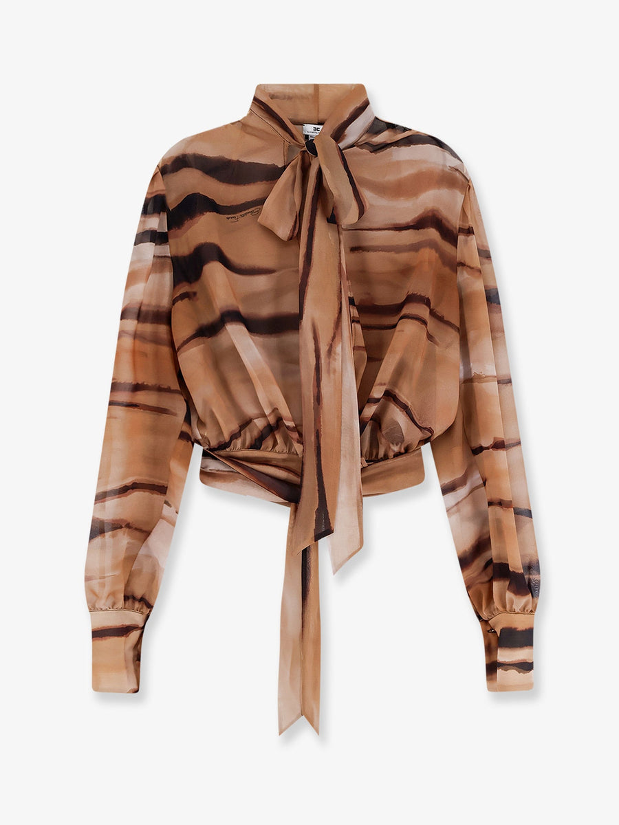 Shirt Animalier Print Brown Polyester