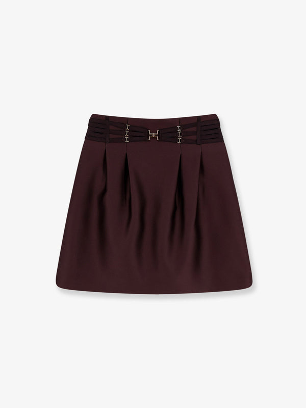 Mini Satin Skirt Brown Polyester
