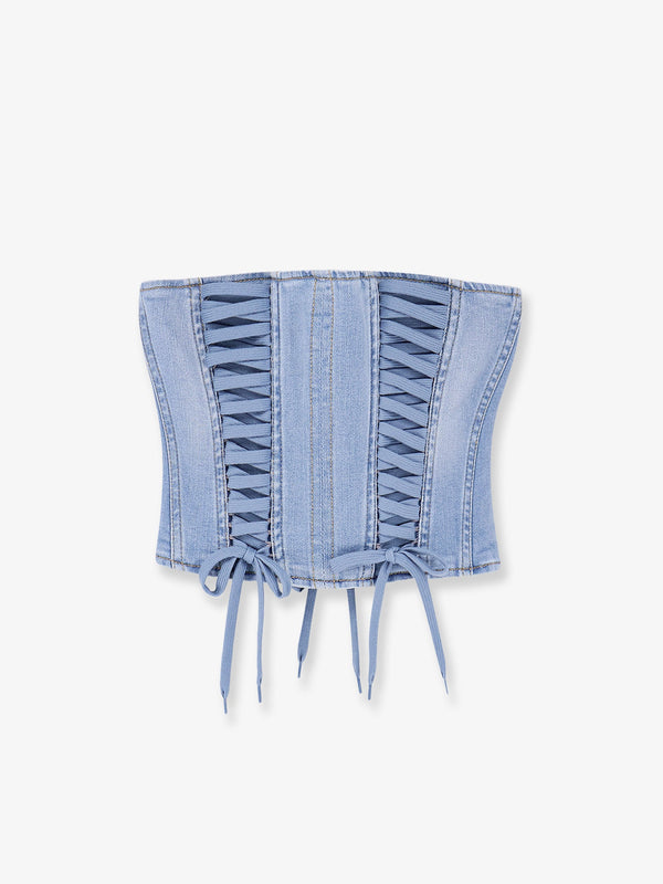 Urban Denim Bustier Blue Cotton T-shirts & Jerseys
