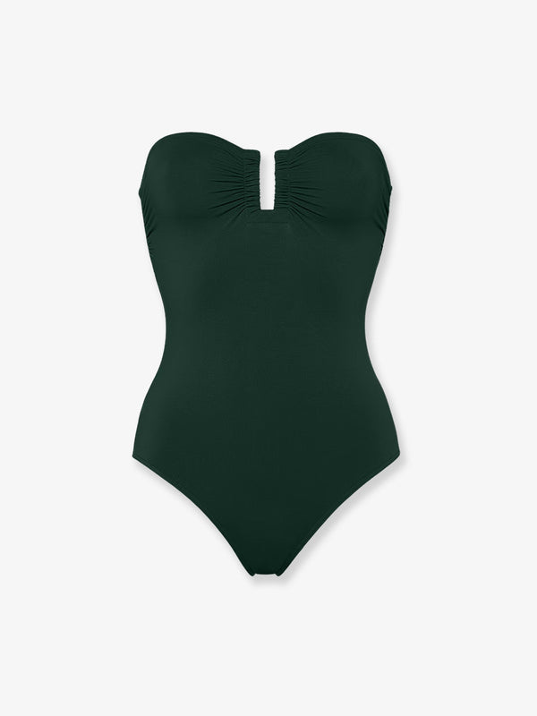 Lycra One Piece Swimsuit Green Polyamide Swimwear