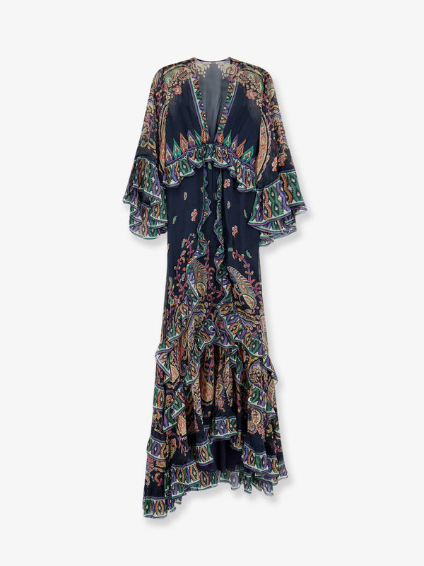 Long Silk Dress Multicolour