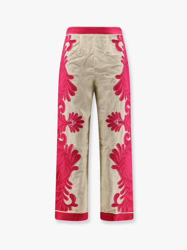 Trousers Linen-Blend Pink Acrylic