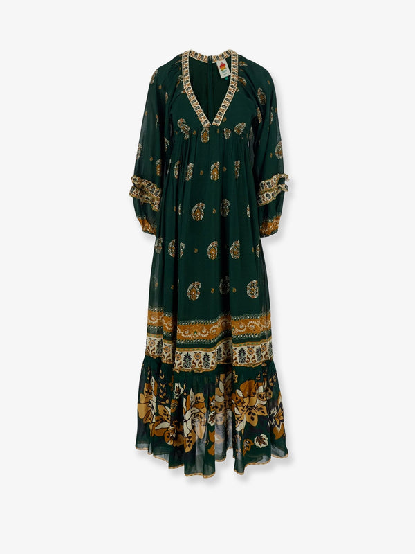 Ayla Maxi Dress With Beaded Trim Green Viscose