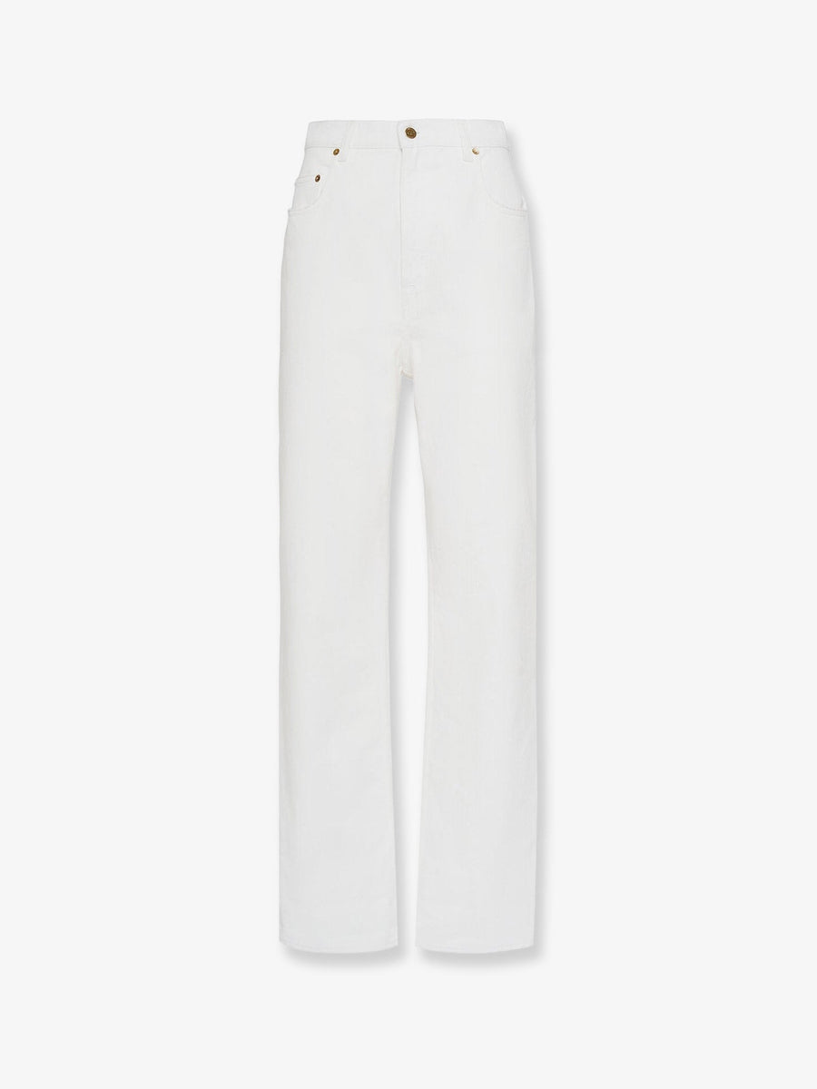 Denim Trousers White Cotton Jean