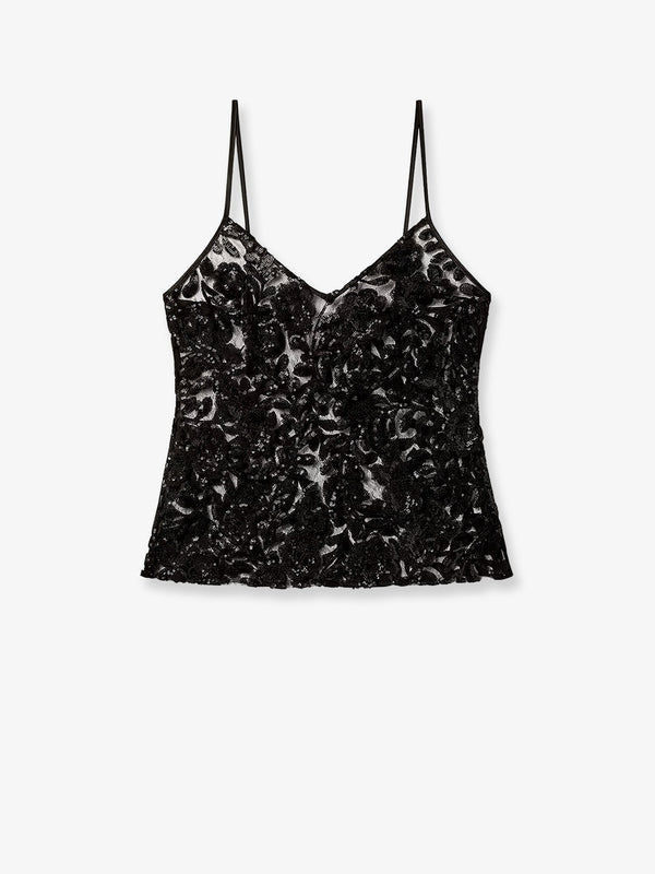 Tulle Top Black Polyester T-shirts & Jerseys
