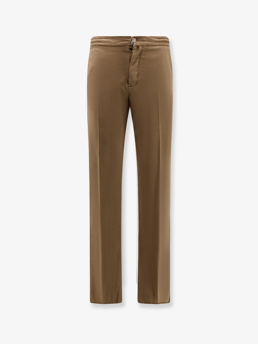 Trousers With Drawstring Waist Lyocell Brown Elastane
