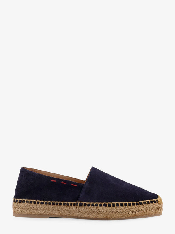 Suede Espadrilles With Iconic Stitching Blue Suede/raffia