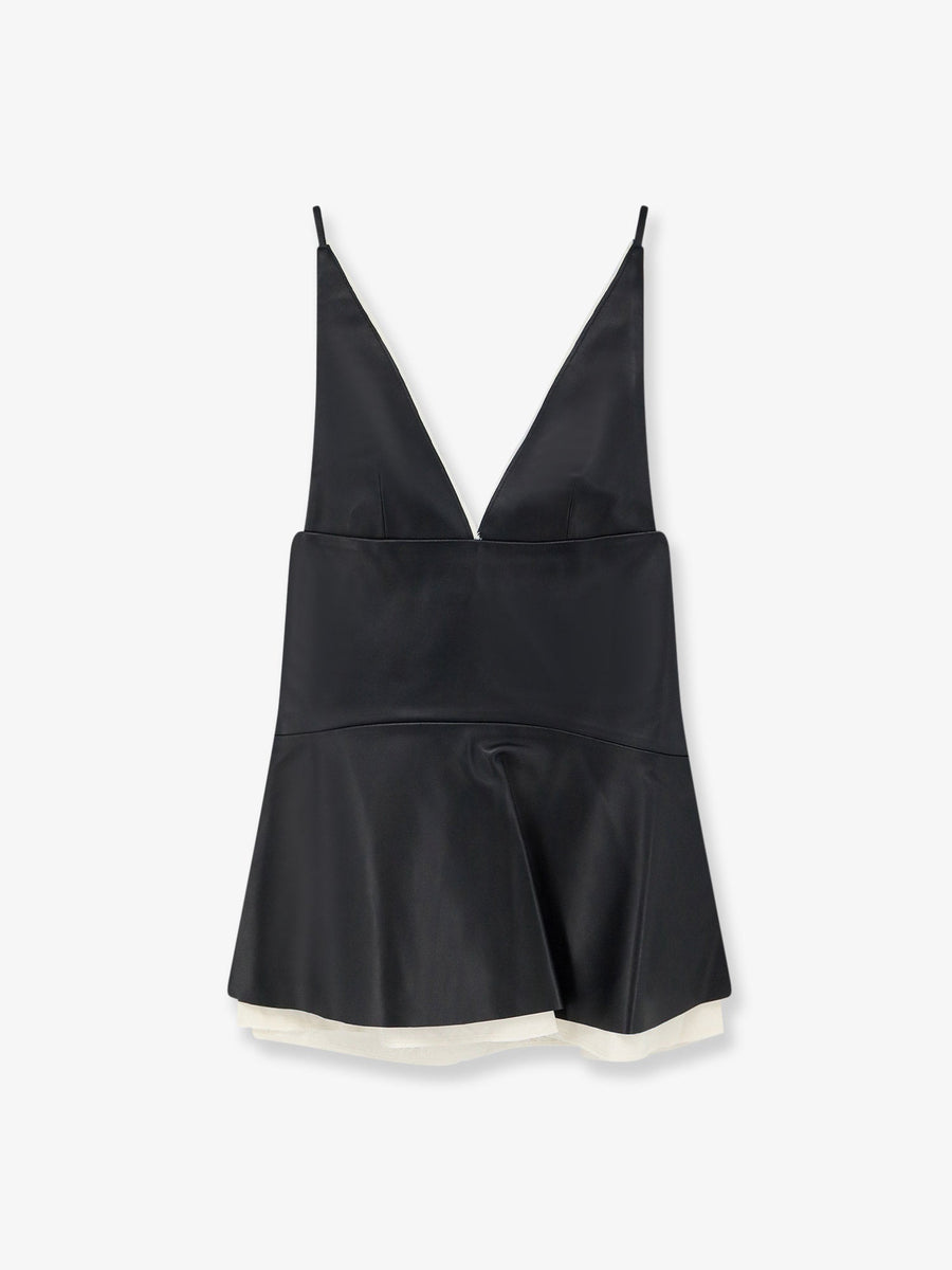 Leather Top Black Cotton T-shirts & Jerseys