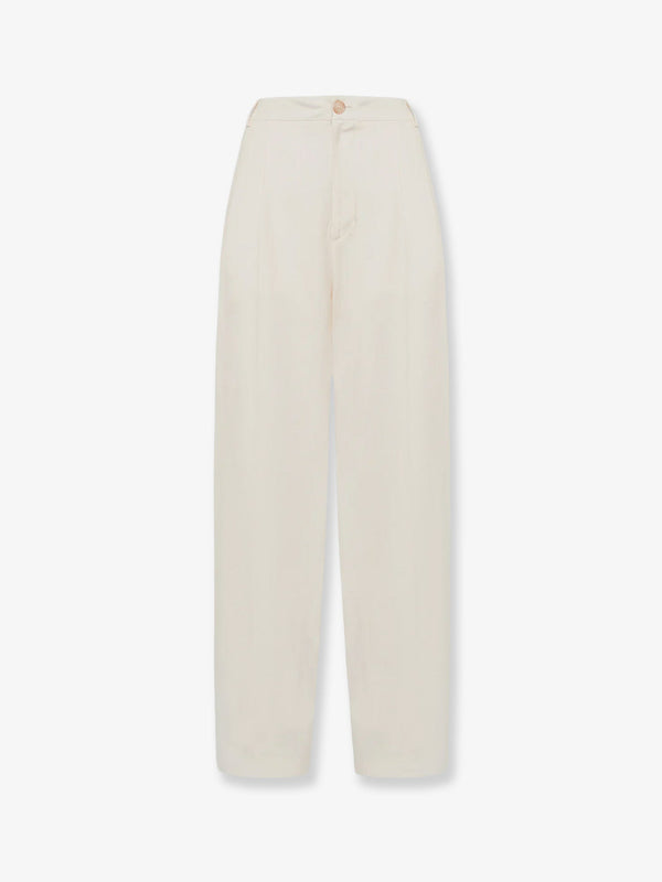 Trousers White Viscose