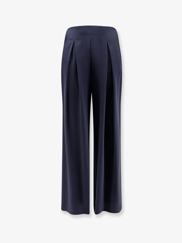 Satin Trousers Blue Silk