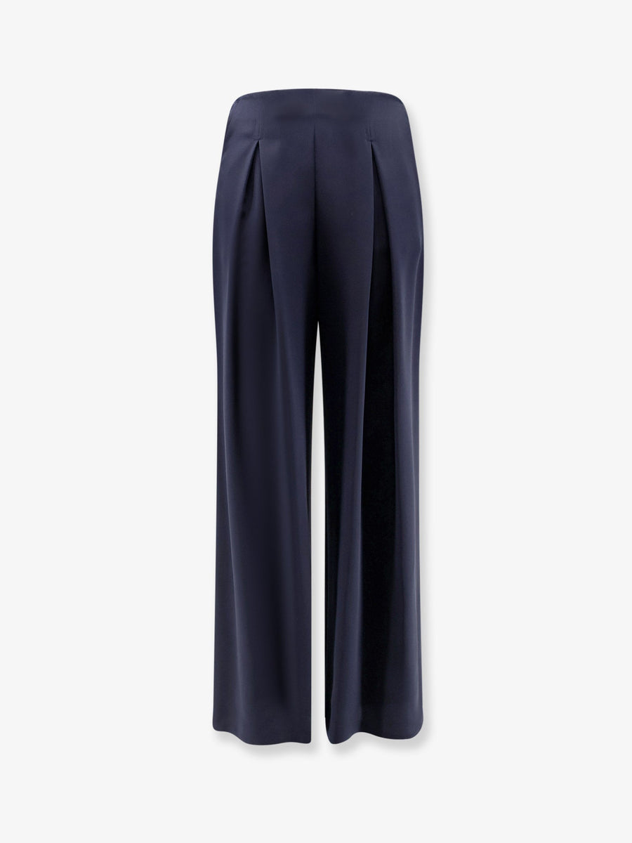 Satin Trousers Blue Silk