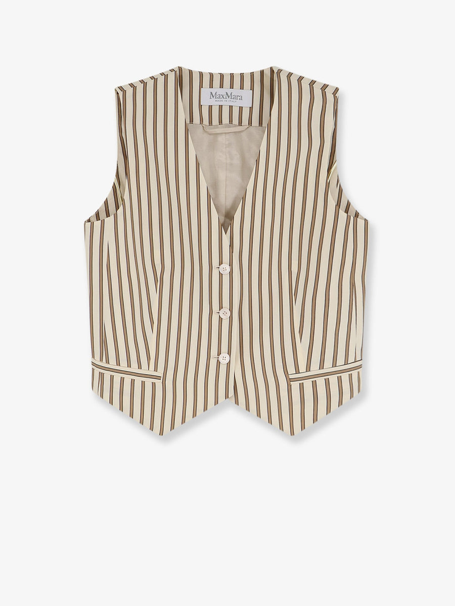 Vest Striped Cotton-Silk Beige Blazers