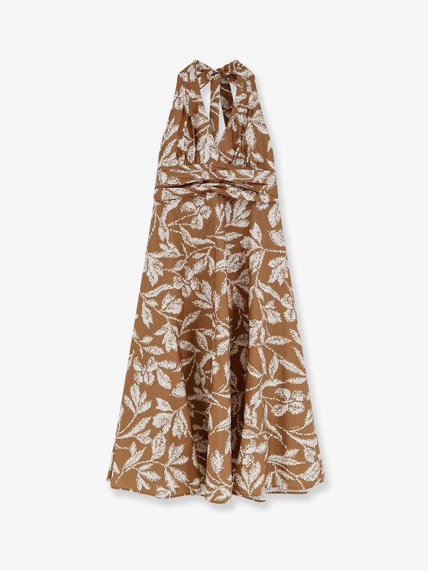 Printed Cotton Dress Brown