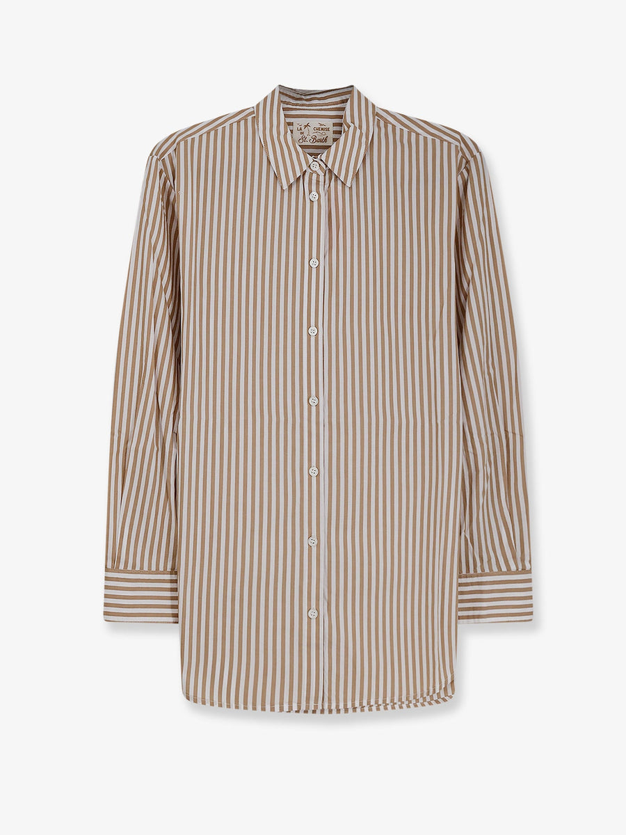 Striped Cotton Shirt Beige