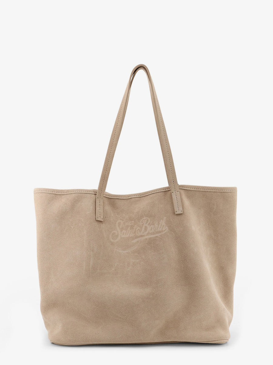 Shoulder Bag Beige Suede