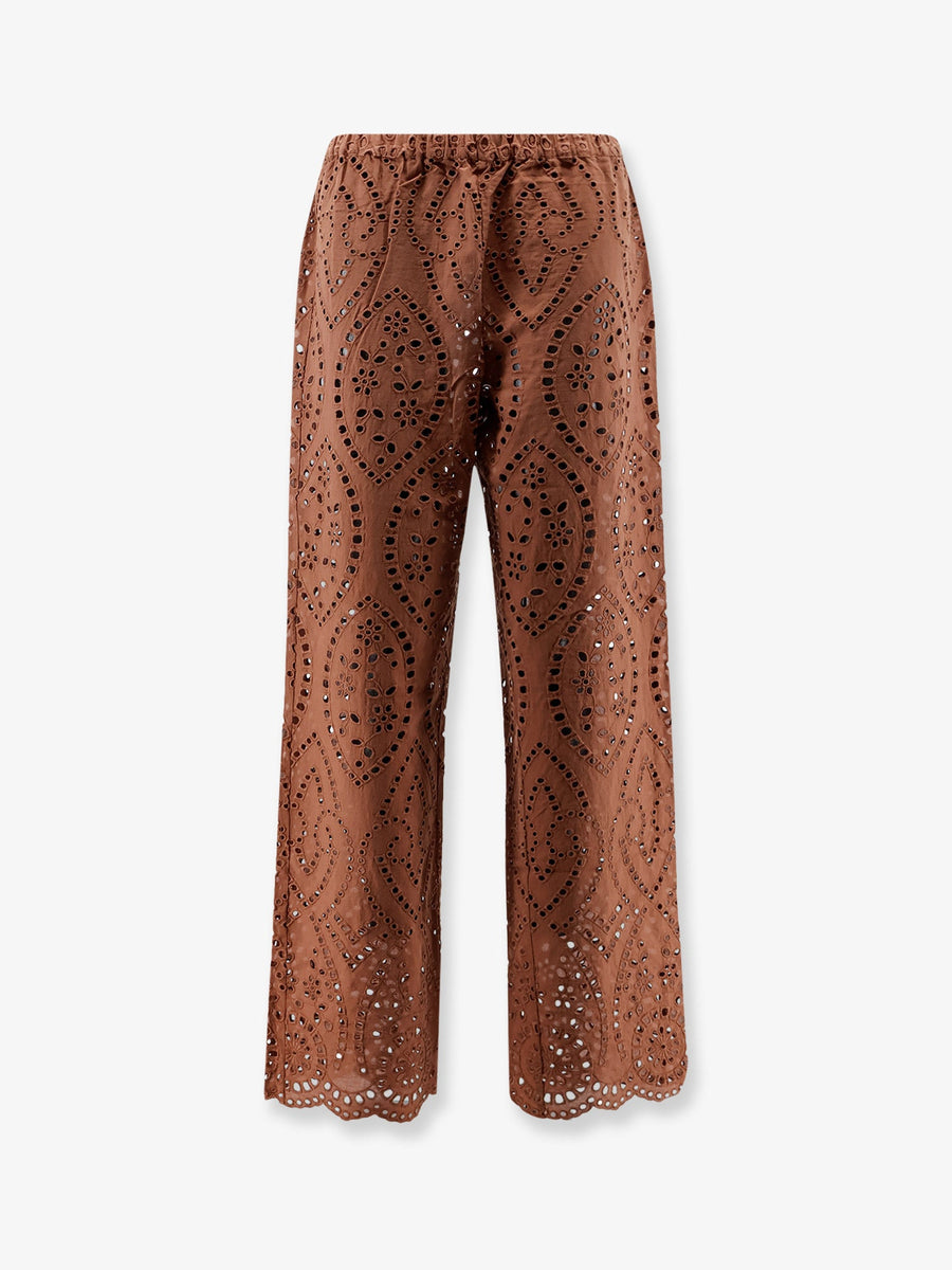 Trousers Inez Sangallo Lace Brown Cotton